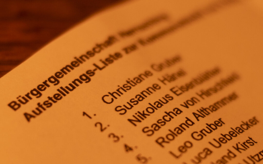 Liste für den Gemeinderat ist aufgestellt!